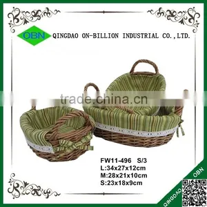 Sets Cheap Handmade Wicker Bread Basket With Liner thumbnail-1