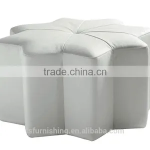 JR-01 Modern Contemporary White Color Genuine Leather Crystal Tufted Leisure Neoclassic Stools Ottoman Chair thumbnail-2