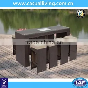 Patio Garden 9 Piece Black Aluminum Wicker Table Set thumbnail-1