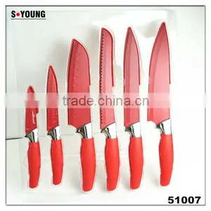 51007 6 Pcs Non-stick Knife Set With Rubber Handle thumbnail-1