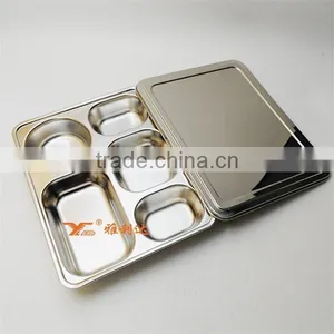 304 Stainless Steel Compartment Lunch Boxes 5 Compartment Dinner Plates thumbnail-1