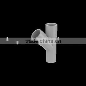 Factory Price Manufacturer Good Quality PVC Fitting UPVC Rubber Joint Plastic Fitting for Drainage GB 45DEG Skew Equal Tee thumbnail-1