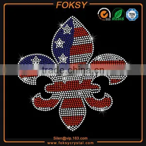 American Flag in Fleur de Lis Hotfix Rhinestone Transfers thumbnail-1