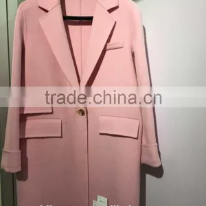 Ladies Handle Pinck 100% Wool Coat for Sring and Fall thumbnail-2