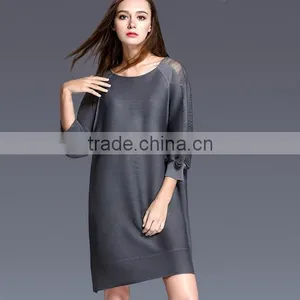 Women High Elastic Raglan Sleeve Oversized Folding Dress thumbnail-1