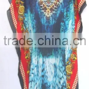Crystal Embellished COTTON Kaftan CAFTAN Tunic Poncho Blouse thumbnail-1