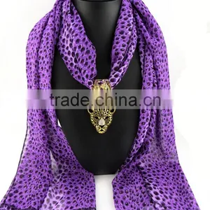 Solid Blue Women Costume Scarves Lady Head Cameo Pendant Jewelry Scarves Women Jewelry Scarves thumbnail-5