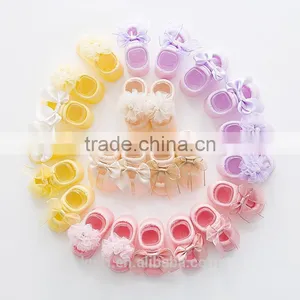2017 New Design Spring Baby Socks Cotton Lace Stocking Flowers Bow Socks Floor Socks Anti-pilling Anti-skid thumbnail-1
