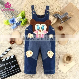 Kids Sling Denim Pants Cartoon Vest Children Trousers Fit 1-2-3T Baby Unisex thumbnail-1