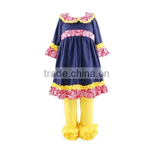 Wholesale Peter Pan Collar Flower Clothes Boutique Baby Girl Ruffle Set thumbnail-1