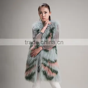 Myfur Colors Women Winter Fur Gilet Elegant Raccoon Dog Fur Waistcoat Ladies Real Raccoon Fur Vest thumbnail-1