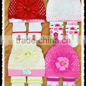 3D Flower Crochet Baby Hat+socks Sets for Baby Gift thumbnail-1