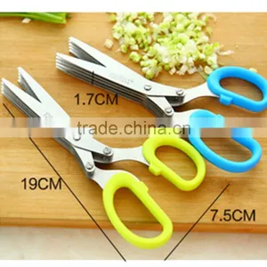 Stainless Steel 5 Layers Kitchen Scissors Multi-functional Shredded Cut Herb Green Onion Cut Scissor Spices Kitchen Tool KC1056 thumbnail-6