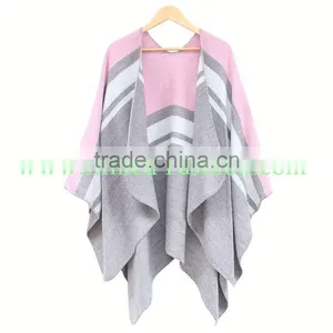 Women Winter Grid Check Tartan Poncho Cape Coat Reversible Scarf Shawl thumbnail-2