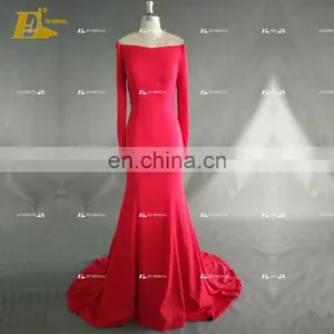 Custom Made Off Shoulder Long Sleeve Design Evening Dress With Long Sleeve thumbnail-1