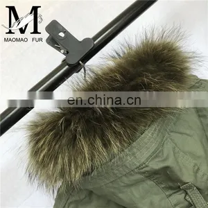 High Quality Manufacture Fashionable Winter Rose Red Rex Rabbit Fur Lining Baby Fur Parka Coat thumbnail-6