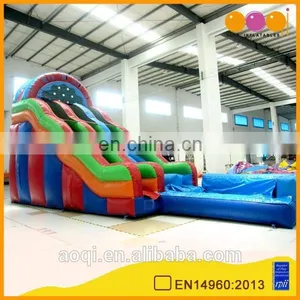 AOQI Hot Sale With Free EN14960 Certificate Inflatable Pool Water Slide Colorful Pvc Tarpaulin Inflatable Water Slide for Sale thumbnail-1