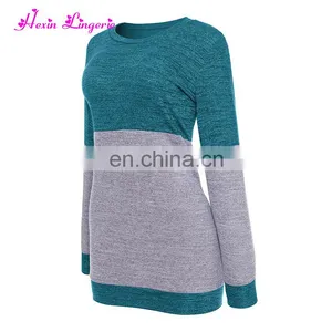 Lastest Winter Long Sleeve Stitching Loose O Neck Custom Knit Lady Sweater thumbnail-3