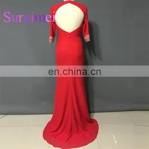 Free Shipping Prom Dresses Robe De Soiree Short Sleeves V Neck Formal Evening Gowns thumbnail-2