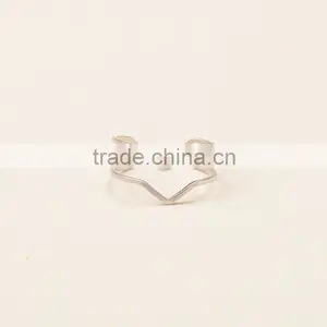 Wholesale Alloy Silver Double Chevron cz Ring, Silver Eternity Chevron Finger Ring v Shaped Ring thumbnail-3