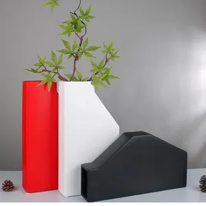2021 New Chinese Geometric Semi-Flat Bottle Frosted Ceramic Vase,Nordic Decoration thumbnail-4
