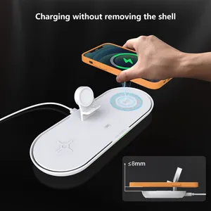4 in 1 Quick Wireless Charger Dock Station Stand For Apple Watch Pencil AirPods IPhone Samsung Phone Fast Induction Charging thumbnail-3