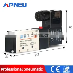 Compressor Accessories Fitting Single Coil 2 Position 5 Way Pneumatic Solenoid Valve 4v210-08 4H210-08 3V210 12V 24V 110V 220V thumbnail-3