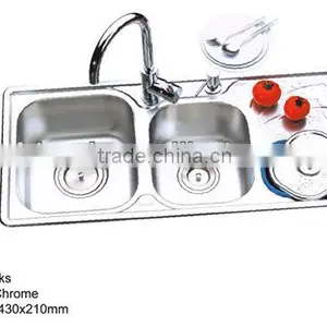 Stainless Steel Kitchen Sinks Chrome Finish Double Drain Board Kitchen Sinks Hot Sale Kitchen Sinks With Faucets thumbnail-1