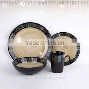 16-piece Stoneware Dinnerware Set With Mosaic Design thumbnail-1