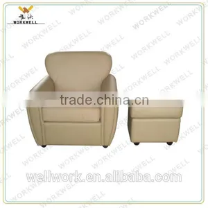 WorkWell Most Popular Italy Luxury Leather Fixed Sofa With Ottman Kw-Fu58 thumbnail-1