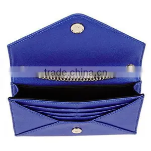 Royal Blue Saffiano Leather Evening Clutch Bags With Chain Lady Hand Bag Genuine Leather Wallet thumbnail-4