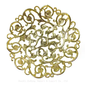 Wholesale Charger Plate Golden Egyptian Flower Hollow Out Plates Decorative Trays For Wedding thumbnail-2