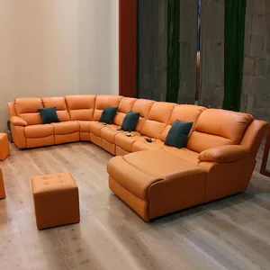 High-end Home Theater Sofa Leather Audio-visual Room KTV Electric Multi-functional U-shaped Corner Sofa Combination thumbnail-2