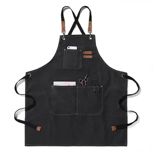 Custom Cooking Baking Tool Pocket Kitchen Chef Canvas Apron With Custom Logo thumbnail-2