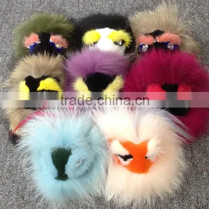 New Arrival Bag Phone Carkey Ornaments Monster Style Real Racoon Fur Leather Key Rings thumbnail-6
