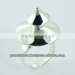 Casted Sterling Silver Conical Ring Modern Design thumbnail-1