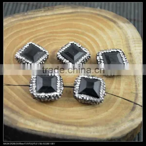 LFD-0063B Wholesale 18*19MM Druzy Black Stone Square Shape Pave Rhinestone Connectors Beads Jewelry Finding For Bracelet thumbnail-1