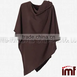 Pure Cashmere Asymmetrical Poncho Wrap thumbnail-2