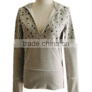 100% Cotton Jersey Knit Fleece Women Hoody thumbnail-1