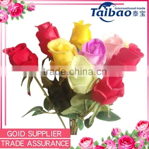 Reasonable Price Beautiful Looking Wholesale Long Stem Colorful PU Rose Bud thumbnail-1