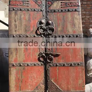 Vintage Antique Shanxi Recycle Old Elm Wood Inlaid Garden Door thumbnail-3