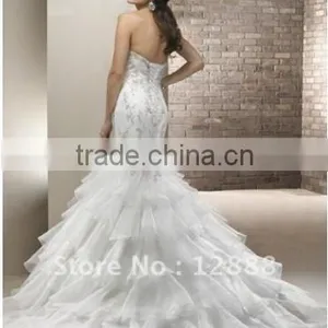 Ivory Organza Silver Decoration Sweetheart Mermaid 2013 Wedding Dre thumbnail-2