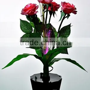 New Design 4 Head Artificial Real Touch Wedding Decor LED PU Rose Flower Lamp thumbnail-1