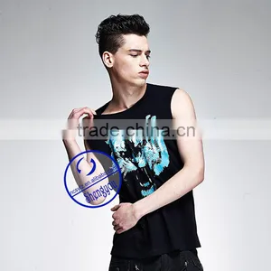 Custom Made 100% Polyester Mens Printed Stringer Tank Top thumbnail-2