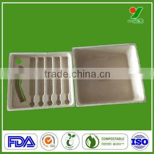 China Manufacturer New Design High Quality Biodegradable Bagasse Pulp Anti-knock Packaging Trays for Electronic Component thumbnail-1
