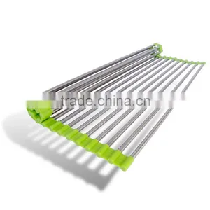 Best Large Commercial Kitchen Folding Over The Sink Compact Stainless Steel Dish Rack, Dish Drying Rack thumbnail-6