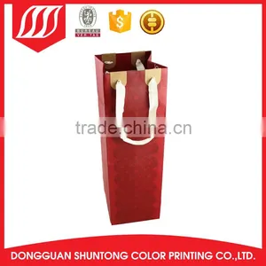 Top Quality Custom Square Bottom Paper Wine Bottle Bags Cheap thumbnail-1