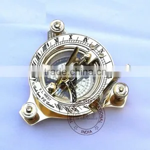 SUNDIAL COMPASS - BRASS SUN DIAL COMPASS - NAUTICAL VINTAGE 3" SUNDIAL - MARINE GIFT thumbnail-3