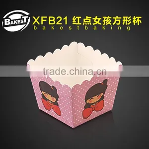 XFB21 BAKEST New High Temperature Resistance Square Shape Cake Paper Cup With Girl Pattern Hot Sale Baking Tools thumbnail-1