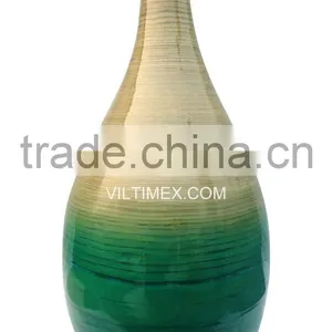 Coiled Bamboo Flower Vase Made in Vietnam thumbnail-1